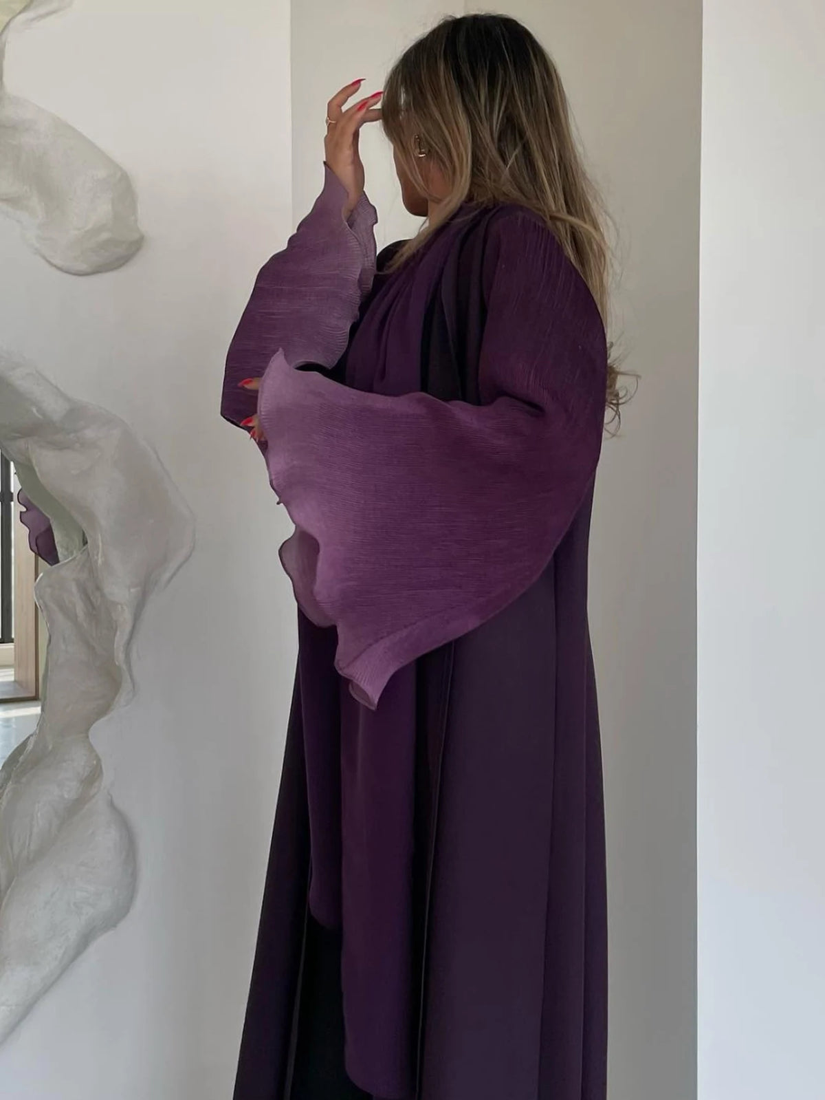 Abaya Elariah à manches évasées sans fermeture pour femme – Caftan maxi pudique, robe islamique ample à manches longues