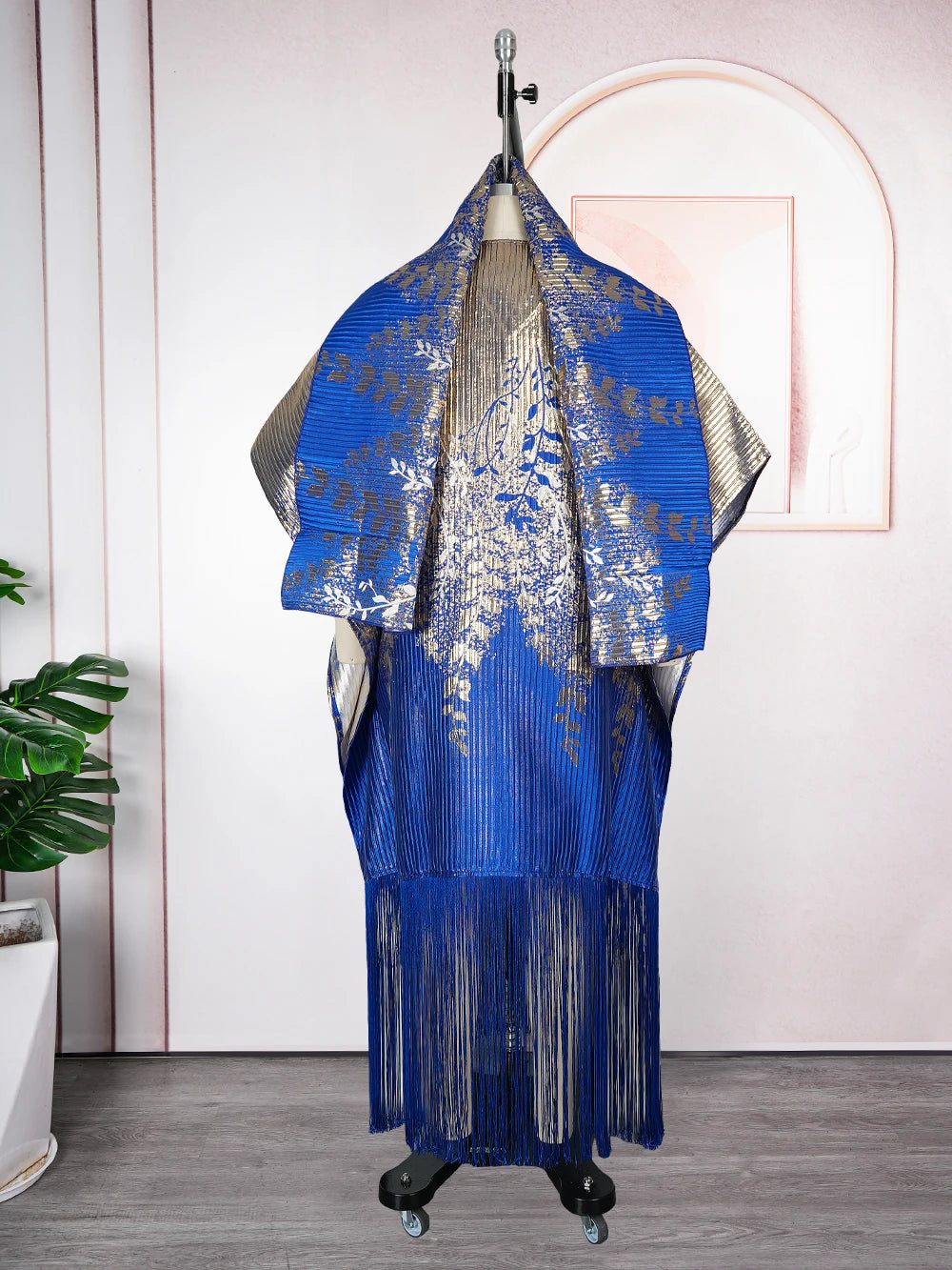 Elariah Women's African Dashiki Kaftan Maxi Dress with Headscarf – Traditional Ankara Print Modest Boubou Abaya Robe