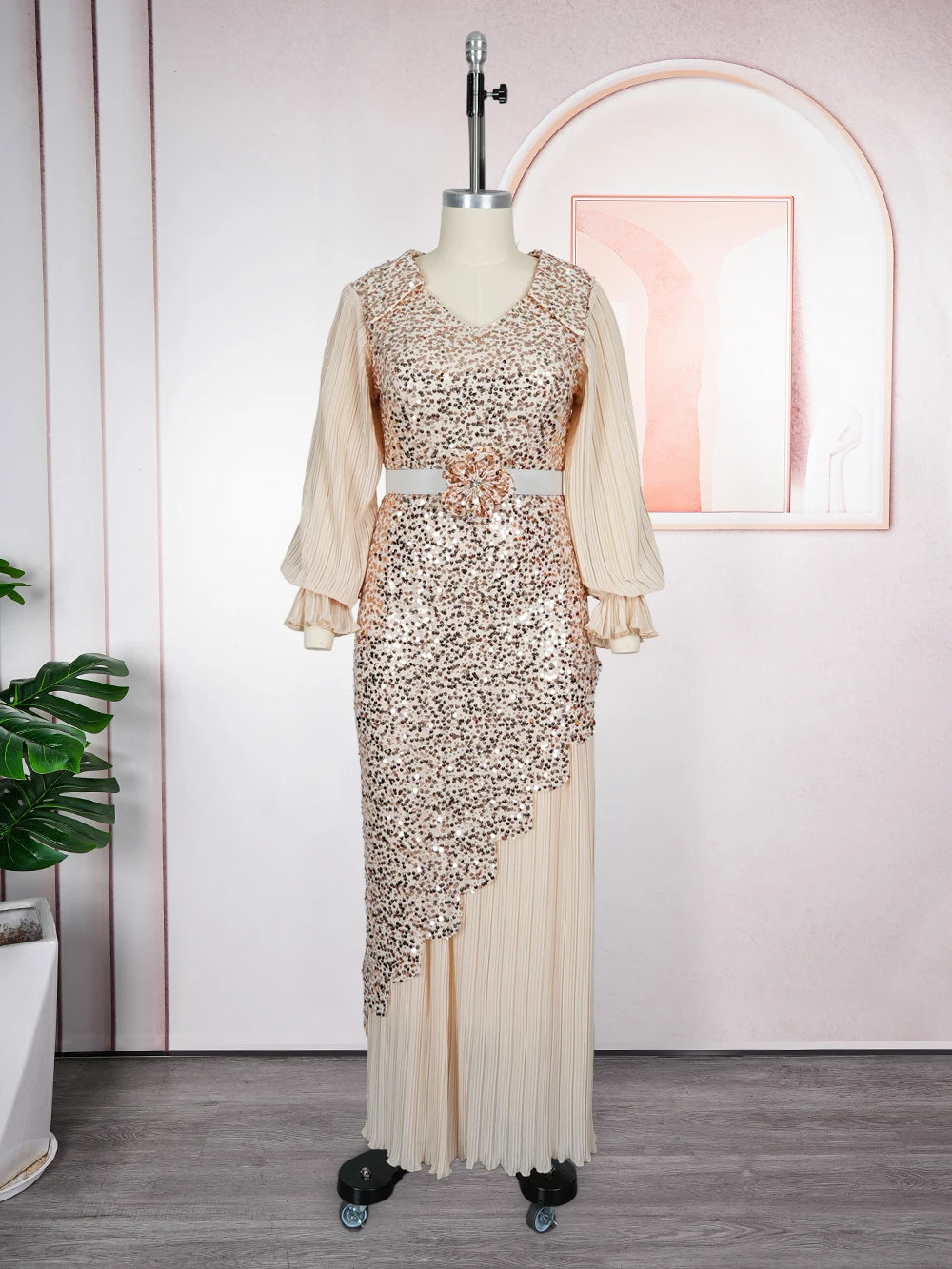 Elariah Plus Size African Sequin Maxi Dress – Elegant Dashiki Inspired Evening Party Gown for Women
