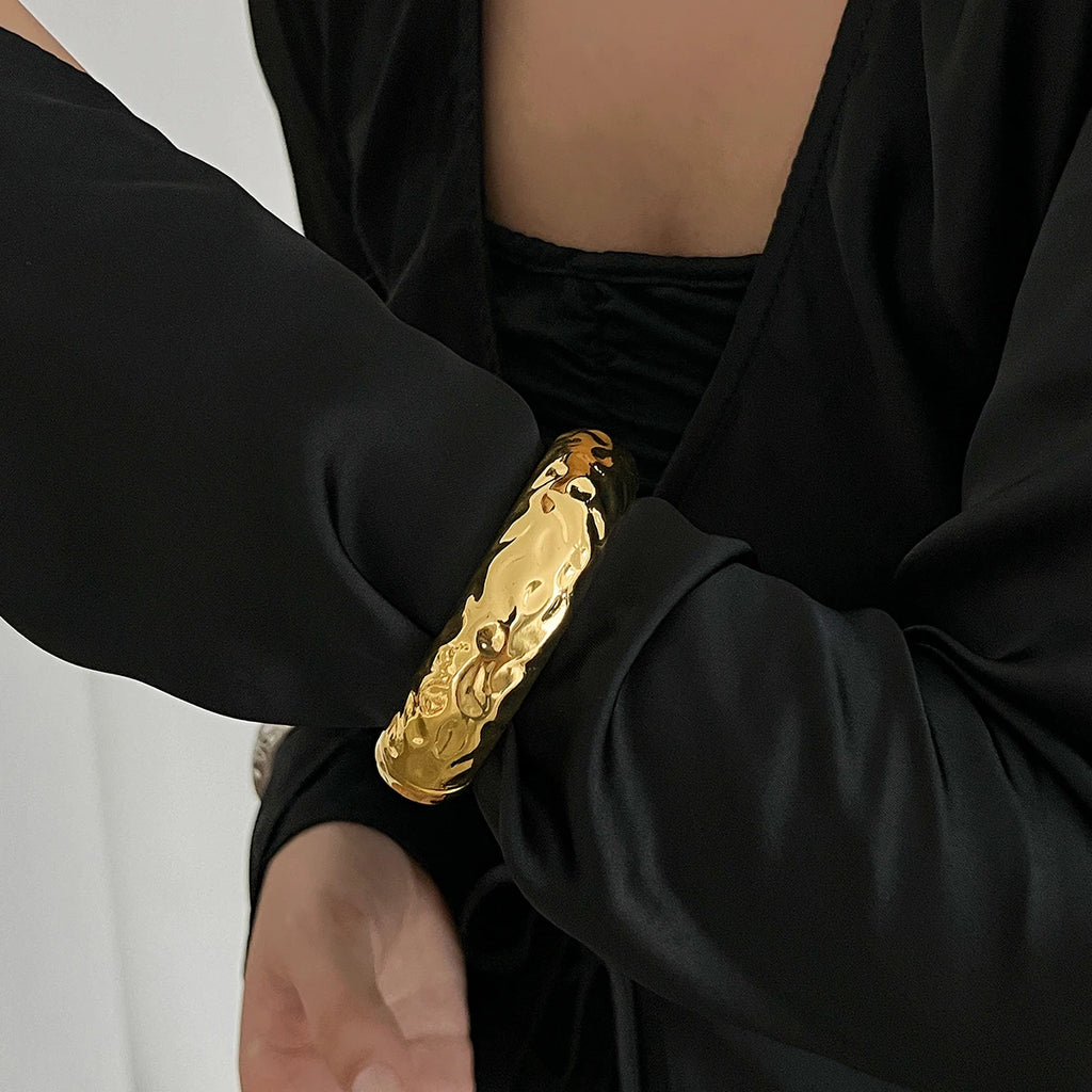 Elariah Chunky Wide Open Cuff Bracelet – Bold Geometric Metal Bangle for Women & Men | Gold or Silver Statement Jewellery