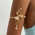 Elariah Antique Gold Hollow Flower Open Cuff Bracelet for Women – Adjustable Floral Boho Arm Cuff Bangle