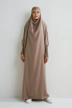 Elariah Hooded Modest Prayer Abaya for Women – Loose Fit Islamic Jilbab Maxi Dress with Smocked Sleeves