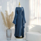 Elariah Shimmering Eid Kaftan Abaya – Extra Loose Fit Butterfly Sleeve Maxi Dress for Ramadan, Evening & Party Wear