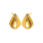 18K Gold Plated Stainless Steel Multilayer Circle Knot Drop Earrings for Women – Textured Statement Round Earrings