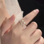 Elariah Adjustable Heart Ring for Women – Vintage Zircon & Pearl Butterfly Cocktail Ring | Romantic Wedding & Party Jewelry Gift