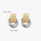 18K Gold Plated Stainless Steel Multilayer Circle Knot Drop Earrings for Women – Textured Statement Round Earrings