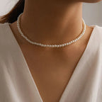 Classic Imitation Pearl Beaded Choker Necklace for Women – Elegant Bridal & Wedding Pearl Collar Necklace