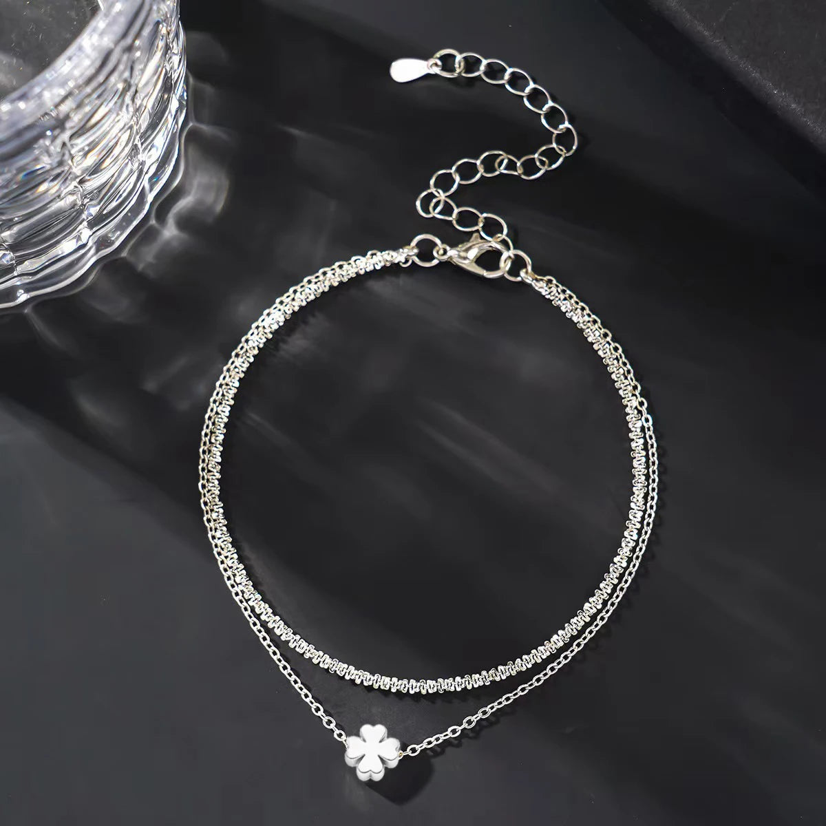 Elariah 925 Silver Plated CZ Zircon Anklet Bracelet – Waterproof Dainty Layered Chain Anklet for Women
