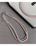 Rose Purple Simulated Pearl Beaded Necklace – Elegant Gold Plated Clavicle Chain for Women