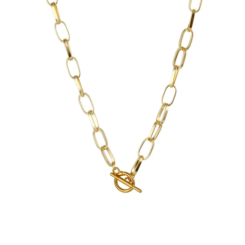 Stainless Steel Thick Chain Necklace – Unisex Punk Choker Jewelry for Women & Men