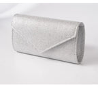 Elariah Shimmer Envelope Clutch Bag – Silver Glitter Evening Handbag with Chain Strap for Weddings & Party Wear