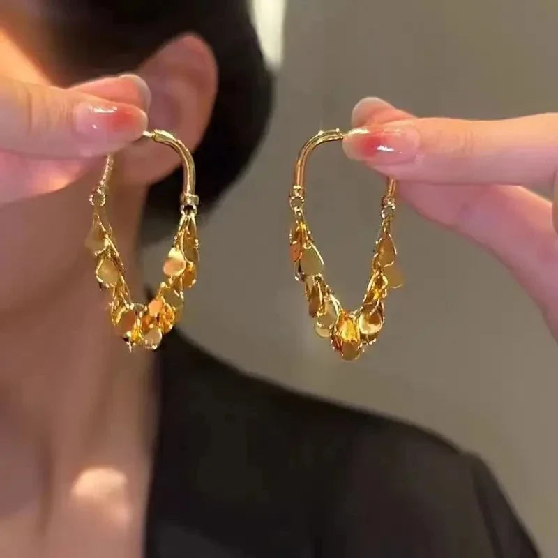 Exaggerated Luxury Long Tassel Earrings – Gold Geometric Chain Statement Jewelry
