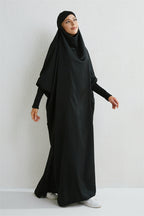 Elariah Hooded Modest Prayer Abaya for Women – Loose Fit Islamic Jilbab Maxi Dress with Smocked Sleeves
