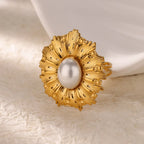 Luxury Gold-Plated Heart Ring with Colorful Zircon Stones – Adjustable Stainless Steel Cocktail Ring for Women