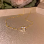 18K Gold Plated Four-Leaf Clover Necklace for Women – Stainless Steel with Zircon Detailing | Luxury Jewelry Gift