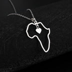 Trendy African Map Pendant Necklace for Women – Stainless Steel Geometric Motherland Necklace, Gold, Rose Gold, or Steel Color