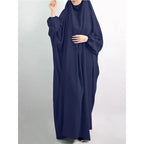 Elariah Women's Hooded Prayer Abaya with Long Khimar Hijab | Modest Islamic Prayer Garment | Loose Fit Nida Fabric