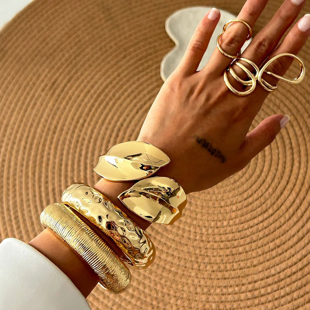 Elariah Chunky Wide Open Cuff Bracelet – Bold Geometric Metal Bangle for Women & Men | Gold or Silver Statement Jewellery