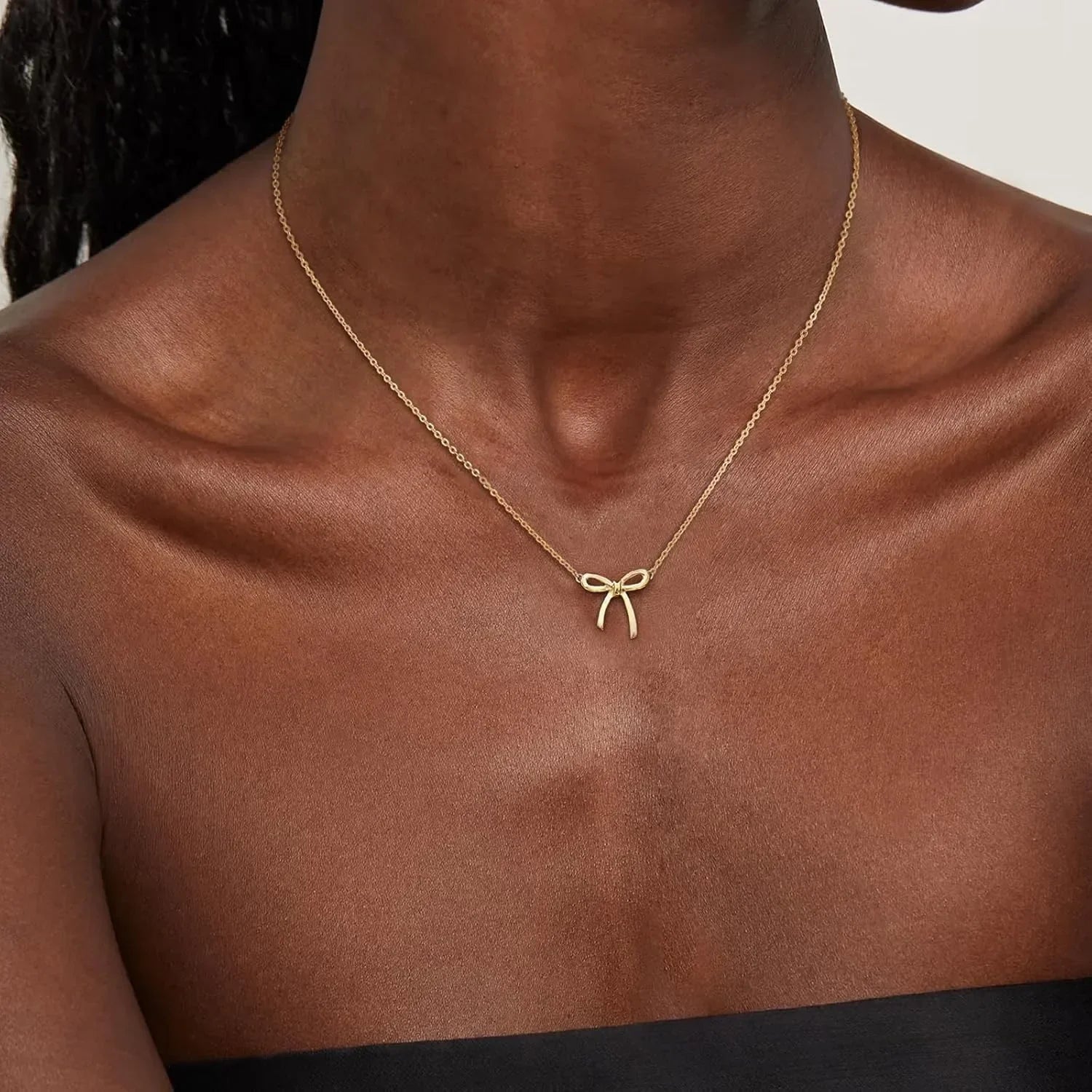 Dainty Bow Pendant Necklace – Gold & Silver Plated Choker Chain for Women