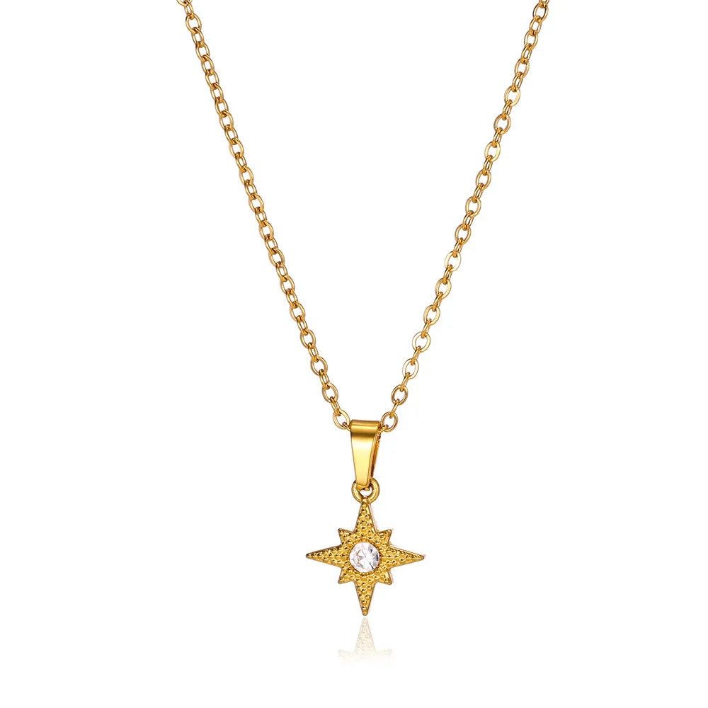 Sunflower Pendant Geometric Necklace – Stainless Steel Clavicle Chain for Women