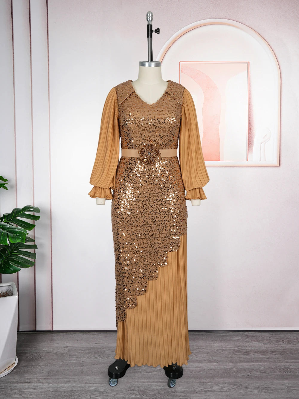 Elariah Plus Size African Sequin Maxi Dress – Elegant Dashiki Inspired Evening Party Gown for Women