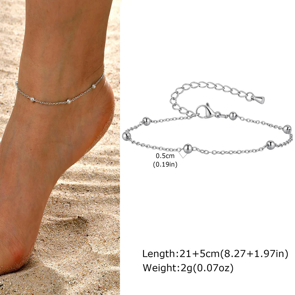 Elariah Gold Plated Stainless Steel Heart Anklet for Women – Adjustable Delicate Heart Chain Anklet Bracelet