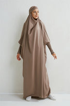 Elariah Hooded Modest Prayer Abaya for Women – Loose Fit Islamic Jilbab Maxi Dress with Smocked Sleeves