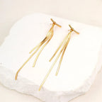 Gold Bling Tassel Statement Earrings – Elegant Long Drop Design for Women