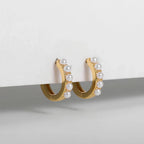 2-Pair Set Vintage Pearl Dangle Hoop Earrings – 18K Gold Plated Stainless Steel Hoops for Women