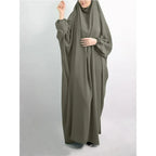 Elariah Women's Hooded Prayer Abaya with Long Khimar Hijab | Modest Islamic Prayer Garment | Loose Fit Nida Fabric