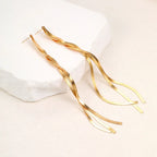 Gold Bling Tassel Statement Earrings – Elegant Long Drop Design for Women