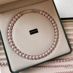 Rose Purple Simulated Pearl Beaded Necklace – Elegant Gold Plated Clavicle Chain for Women
