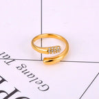 JeeMango Double Circle Stainless Steel Ring for Women – 18K Gold Plated, Waterproof, Trendy Fashion Jewelry