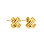 18K Gold Plated Stainless Steel Multilayer Circle Knot Drop Earrings for Women – Textured Statement Round Earrings