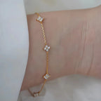 18K Gold Plated Four-Leaf Clover Necklace for Women – Stainless Steel with Zircon Detailing | Luxury Jewelry Gift