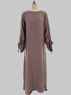Modest Maxi Abaya Dress for Women – Loose Fit Long Sleeve Lace-Up Cuff Islamic Prayer Kaftan (Autumn/Winter)