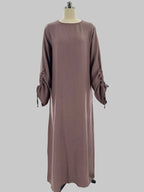 Elariah Women's Modest Lace-Up Sleeve Abaya Dress – Loose Fit Islamic Maxi Kaftan Robe for Eid, Ramadan & Everyday Wear