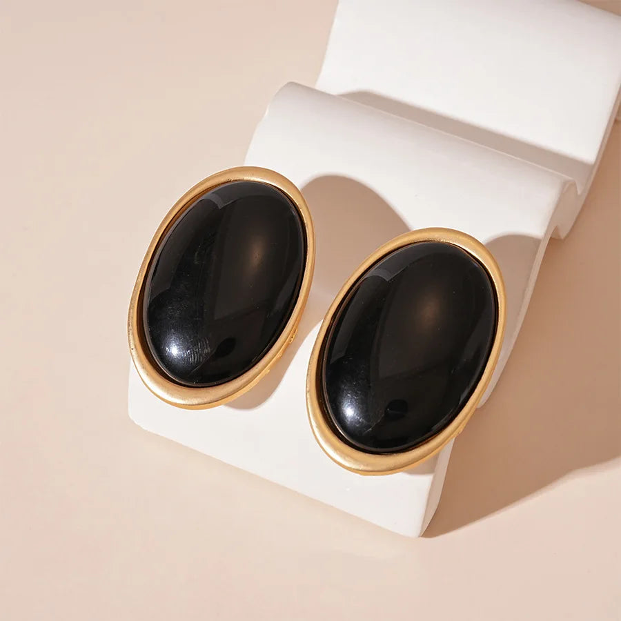 Pendientes Elariah de resina roja vintage – Pendientes grandes geométricos dorados para mujer