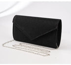 Elariah Shimmer Envelope Clutch Bag – Silver Glitter Evening Handbag with Chain Strap for Weddings & Party Wear