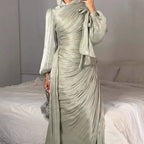 Elariah Silky Modest Satin-Feel Kaftan Maxi Dress for Women – Long Sleeve Muslim Abaya, Jalabiya, Casual & Occasion Wear