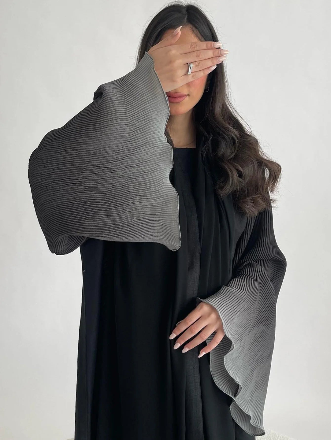 Elariah Open Front Flare Sleeve Abaya for Women – Modest Maxi Kaftan, Loose Fit Long Sleeve Islamic Dress