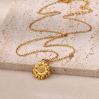 Sunflower Pendant Geometric Necklace – Stainless Steel Clavicle Chain for Women