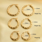 Classic Twisted Round Hoop Earrings – Stainless Steel, Vintage Trend, Gold & Silver