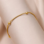 Elariah Vintage Stainless Steel Beaded Anklet for Women – Adjustable Geometric Chain Beach Ankle Bracelet