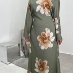 Elariah Arabesque Floral Bell Sleeve Abaya Dress – Elegant Modest Maxi Kaftan for Eid, Ramadan & Occasion Wear