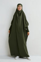 Elariah Hooded Modest Prayer Abaya for Women – Loose Fit Islamic Jilbab Maxi Dress with Smocked Sleeves
