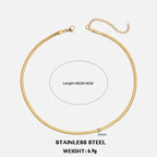 Classic Flat Snake Chain Choker Necklace – Stainless Steel Herringbone Design in Gold & Silver