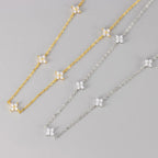 18K Gold Plated Four-Leaf Clover Necklace for Women – Stainless Steel with Zircon Detailing | Luxury Jewelry Gift