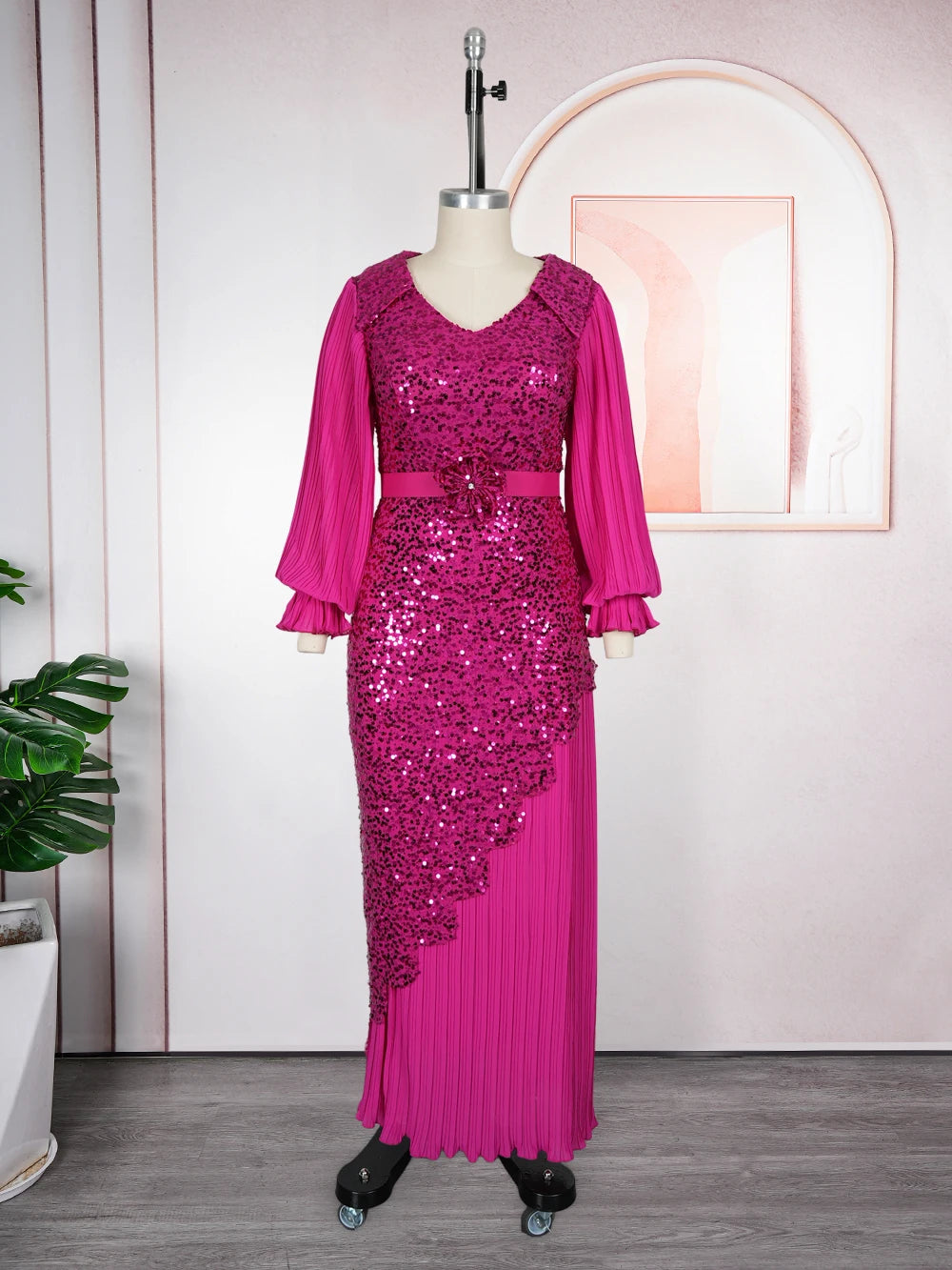 Elariah Plus Size African Sequin Maxi Dress – Elegant Dashiki Inspired Evening Party Gown for Women