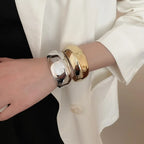 Irregular Geometric Twisted Cuff Bangle – Vintage Statement Bracelet for Women